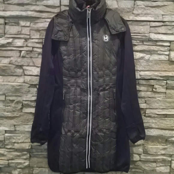 michael michael kors black mixed media coat